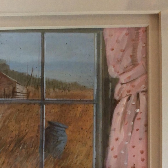 Farmhouse decor framed picture of a farm in winter as seen through a window - Picture 6 of 13